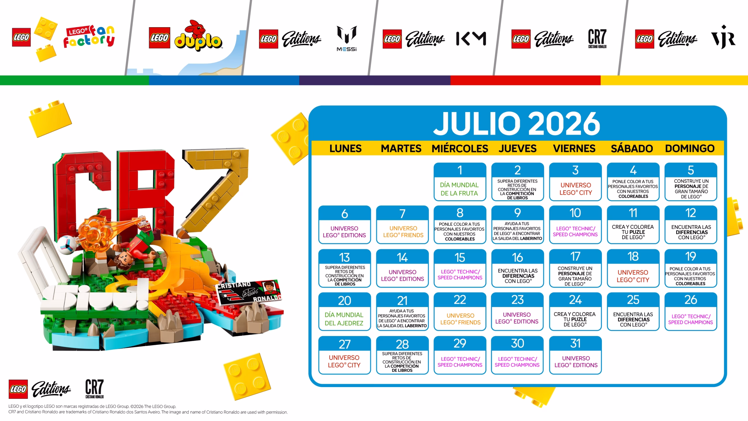 Calendario LEGO Fan Factory de H2O julio 2026